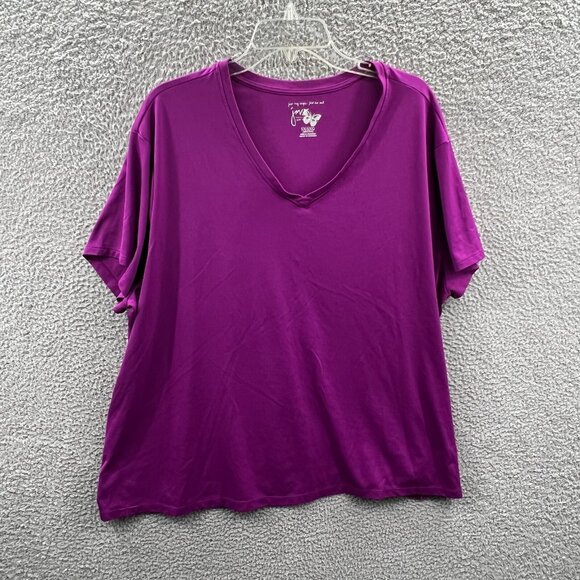 Just My Size Womens Top 5X 30/32W Purple Pullover Short Sleeve Shirt - Picture 1 of 8